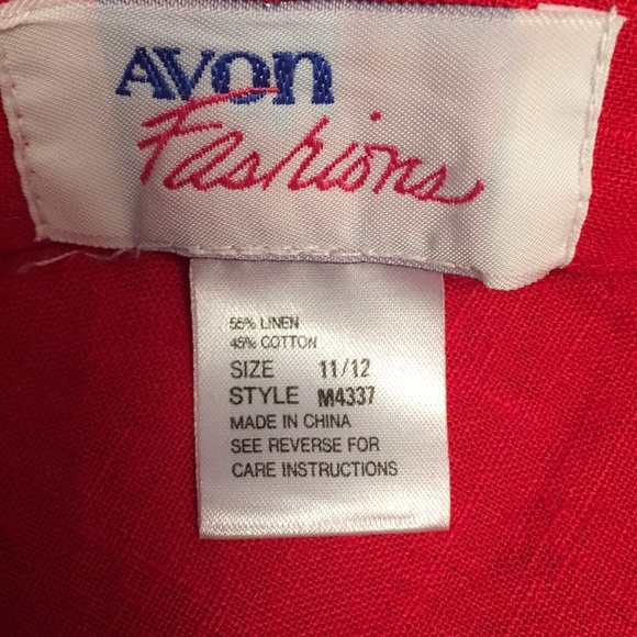 VTG 80’s/90’s NWT Avon Fashion Red Linen Dress - Picture 8 of 10